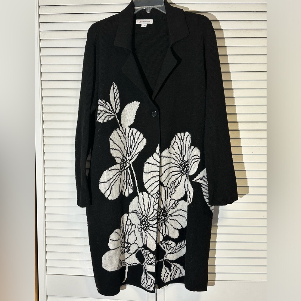 Liz Claiborne Cozy Long Black Cardigan Size M